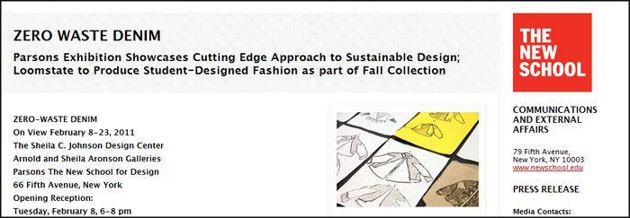 Only Two More Days!: Zero Waste at Parsons Design School 1 Parsons Zero Waste Denim