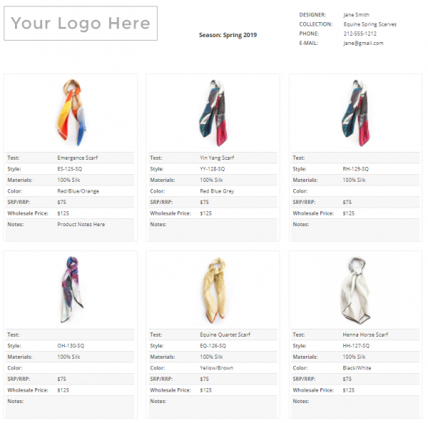 Wholesale Line Sheet Template 2